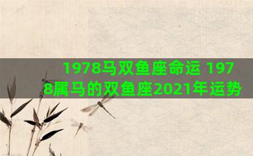 1978马双鱼座命运 1978属马的双鱼座2021年运势